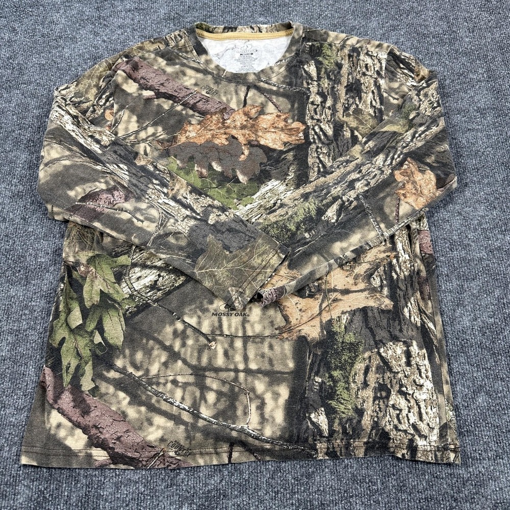 Mossy Oak Shirt Mens Medium Brown Camo Long Sleeve Hunting Tee Tagless